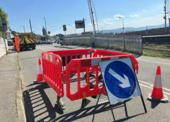 Pictures show the ‘large sinkhole’ that appeared at Welsh train station