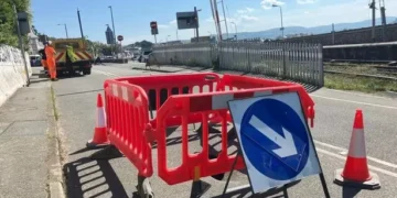 Pictures show the ‘large sinkhole’ that appeared at Welsh train station