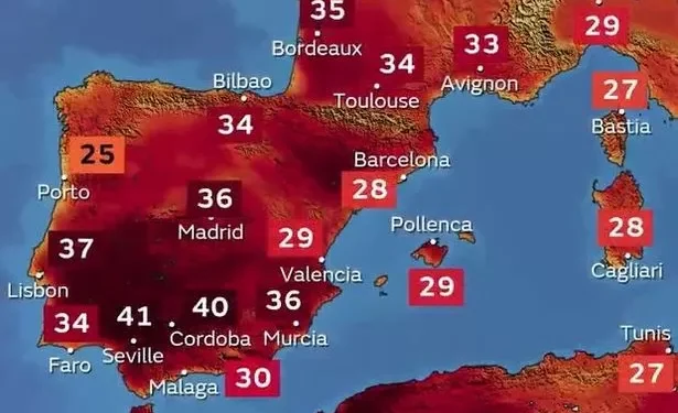 Horrific 40C plus temperatures forecast by Met Office for Spain and Portugal with 25C at night