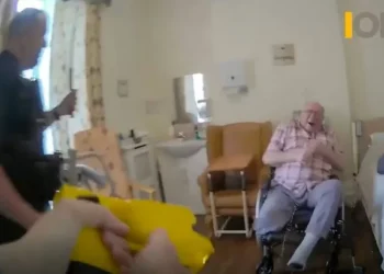 Moment one-legged man, 93, Tasered and sprayed with pepper spray by police at care home