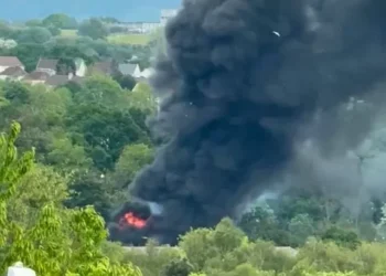 Fire crews deal with huge fire as smoke seen for miles