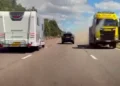 Video shows lorry inches from head-on smash after careering onto wrong side of motorway