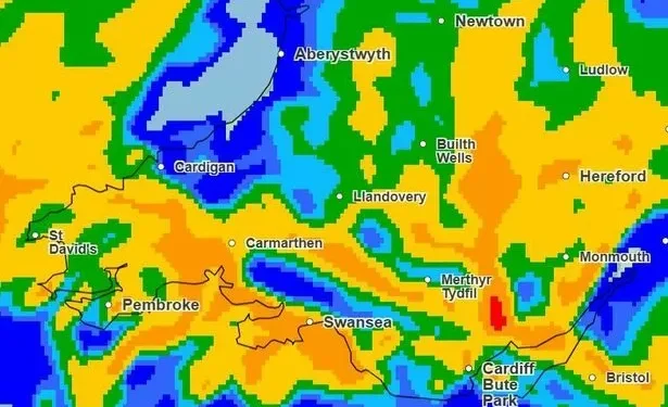 Weather maps show places set to be worst hit as Wales faces 24 hours of downpours