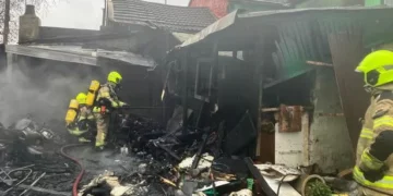 Pair escape as property goes up in flames