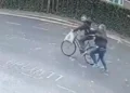 Video shows moment fleeing criminal is tackled from his bike by police