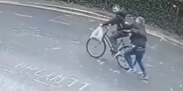 Video shows moment fleeing criminal is tackled from his bike by police