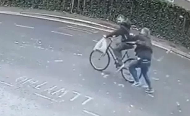 Video shows moment fleeing criminal is tackled from his bike by police