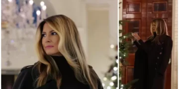 Fashion Notes: Melania Trump Unveils White House Christmas Decorations in Burberry Military Coat