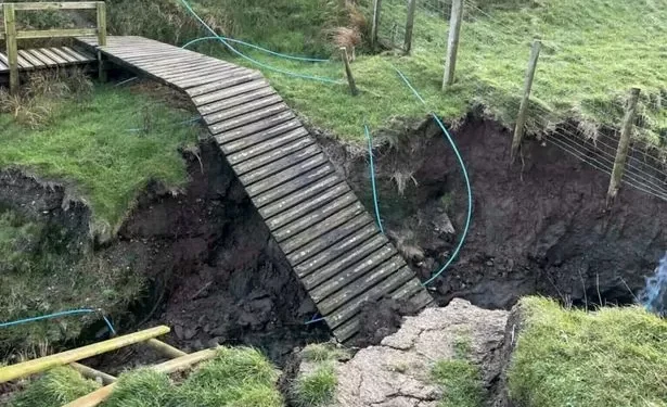 Sinkhole shuts Wales Coast Path stretch as wooden walkway collapses