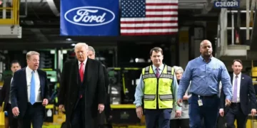 Ford Workers Cheer Trump During Tour of F-150 Plant in Michigan
