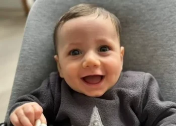 Everton’s new football stadium lit up in touching gesture to ill Welsh baby