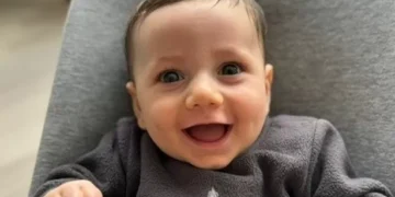 Everton’s new football stadium lit up in touching gesture to ill Welsh baby